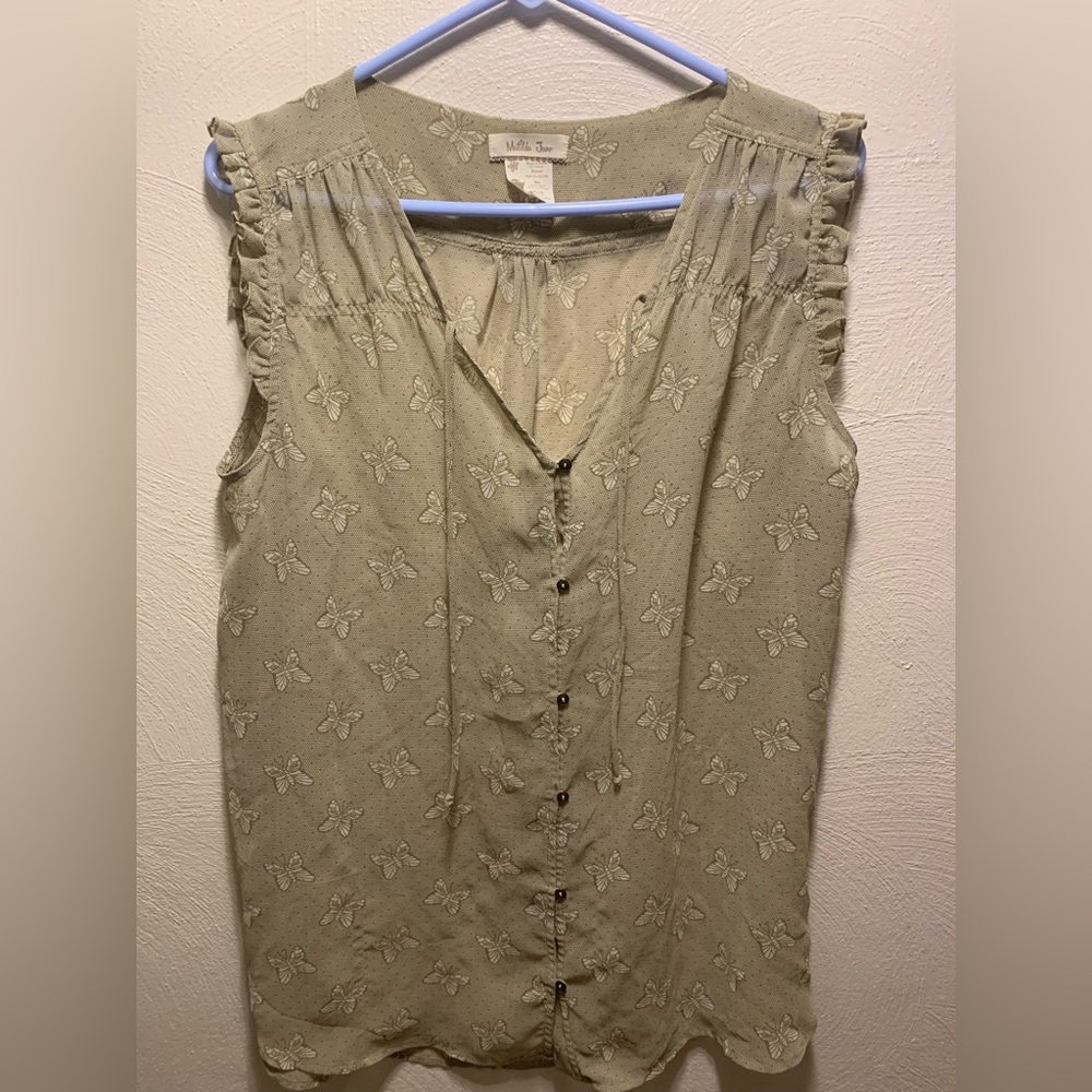 Matilda Jane Butterfly Sleeveless Blouse size large